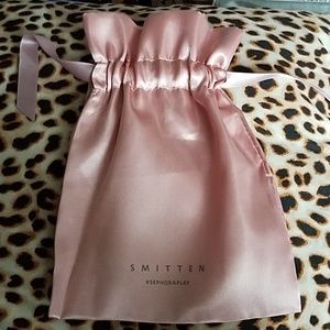 Silk champagne "smitten" makeup bag